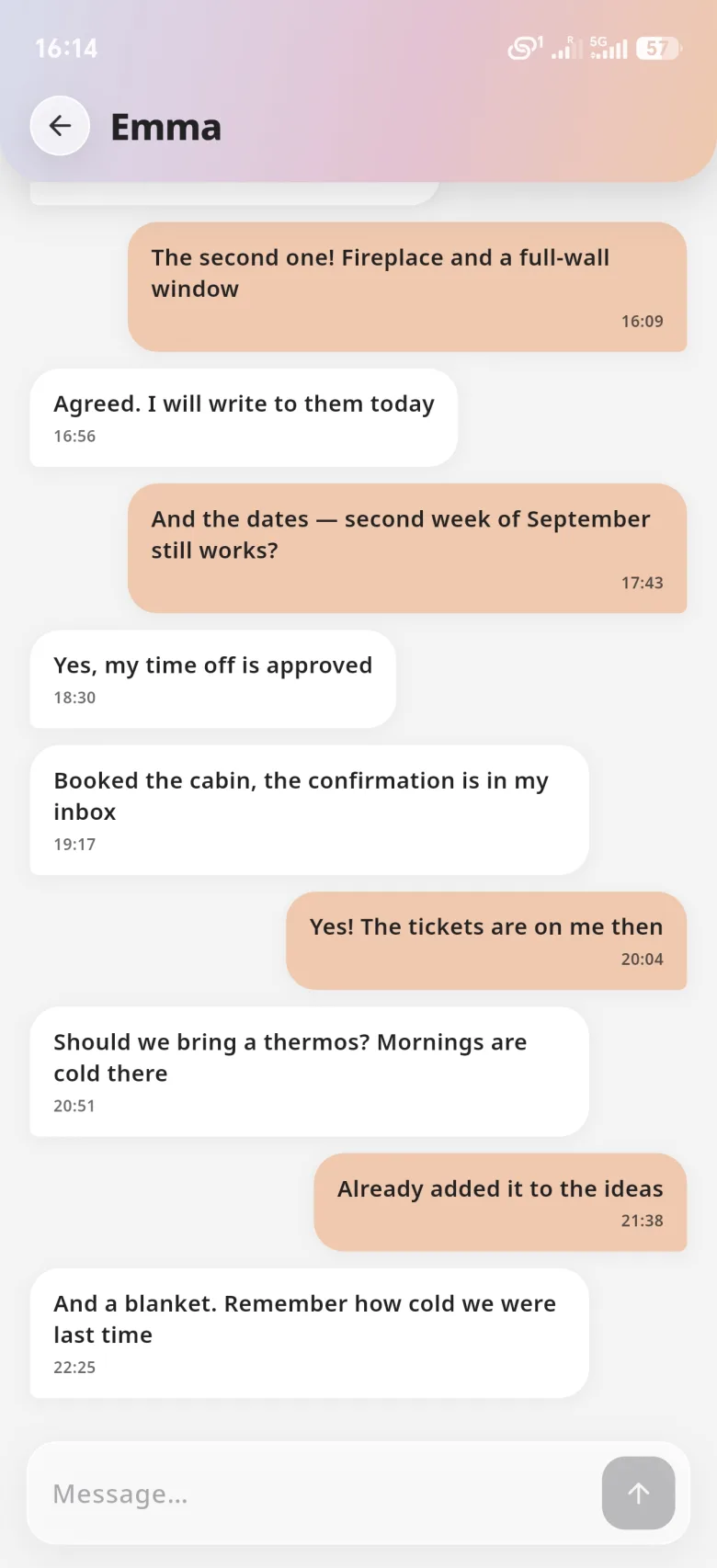 A chat just with your partner